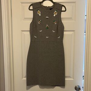 Banana Republic Gray Floral Embroidered Dress